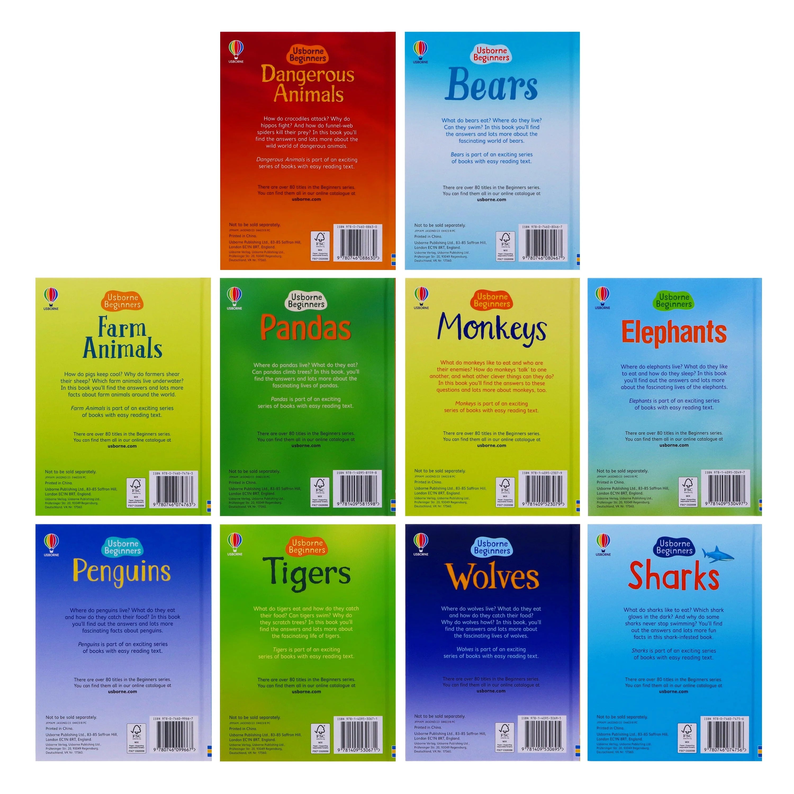 Usborne Beginners Animals Series 10 Books Collection Box Set