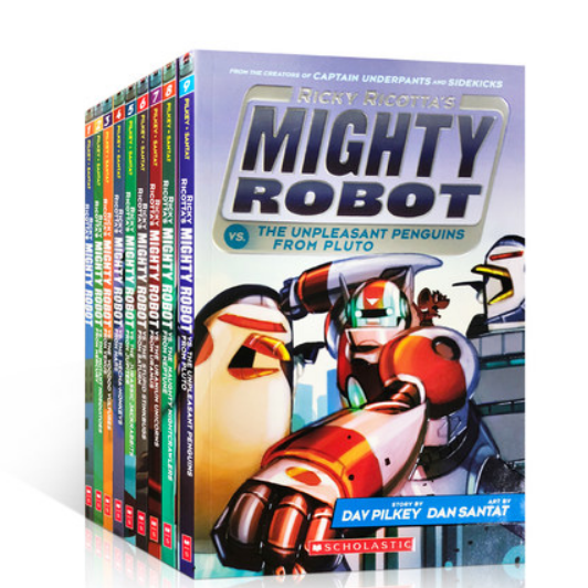 Ricky Ricotta's Mighty Robot by Dav Pilkey & Dan Santat 9 Books Collection Set - Ages 7-9 - Paperback
