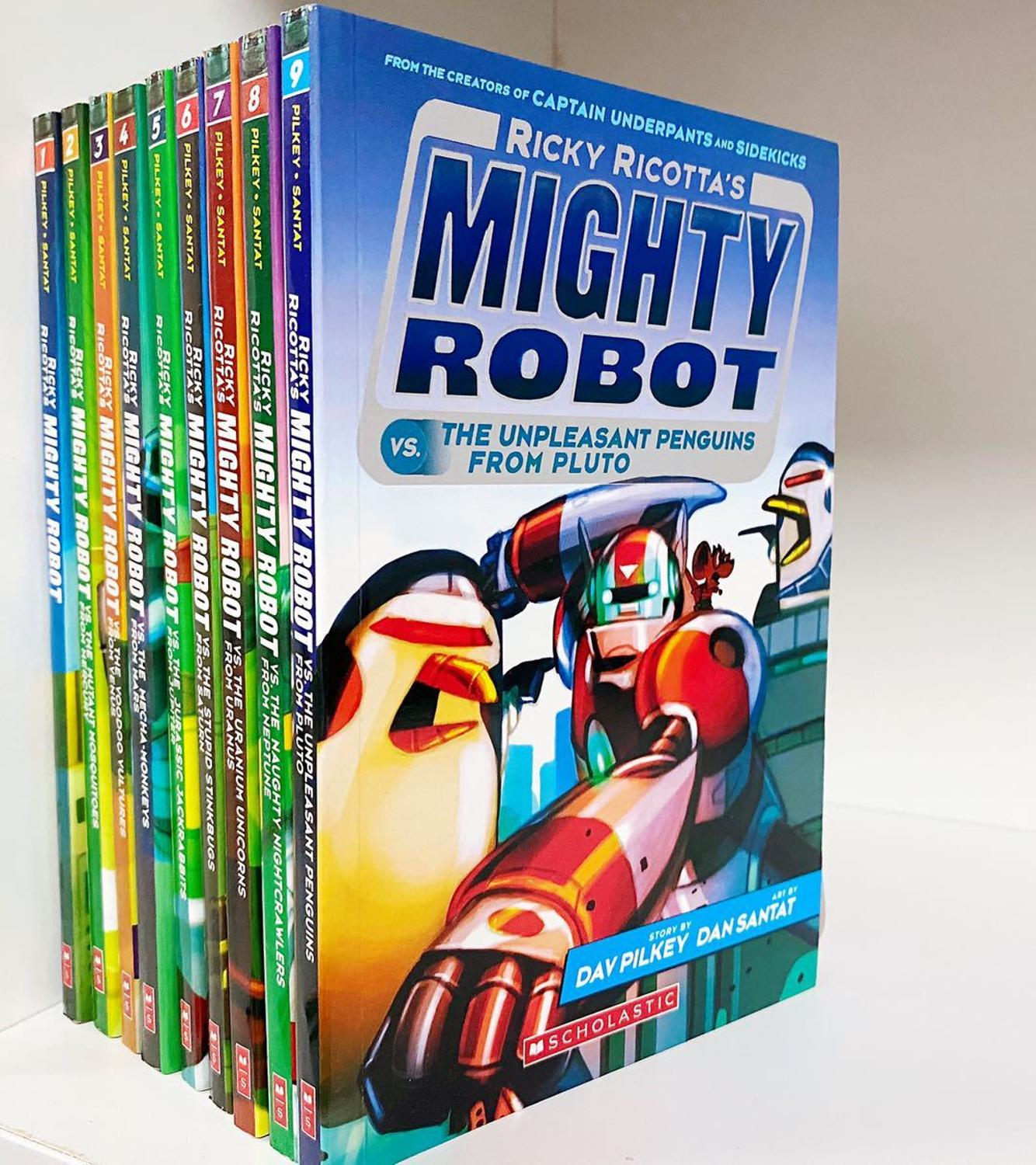 Ricky Ricotta's Mighty Robot by Dav Pilkey & Dan Santat 9 Books Collection Set - Ages 7-9 - Paperback