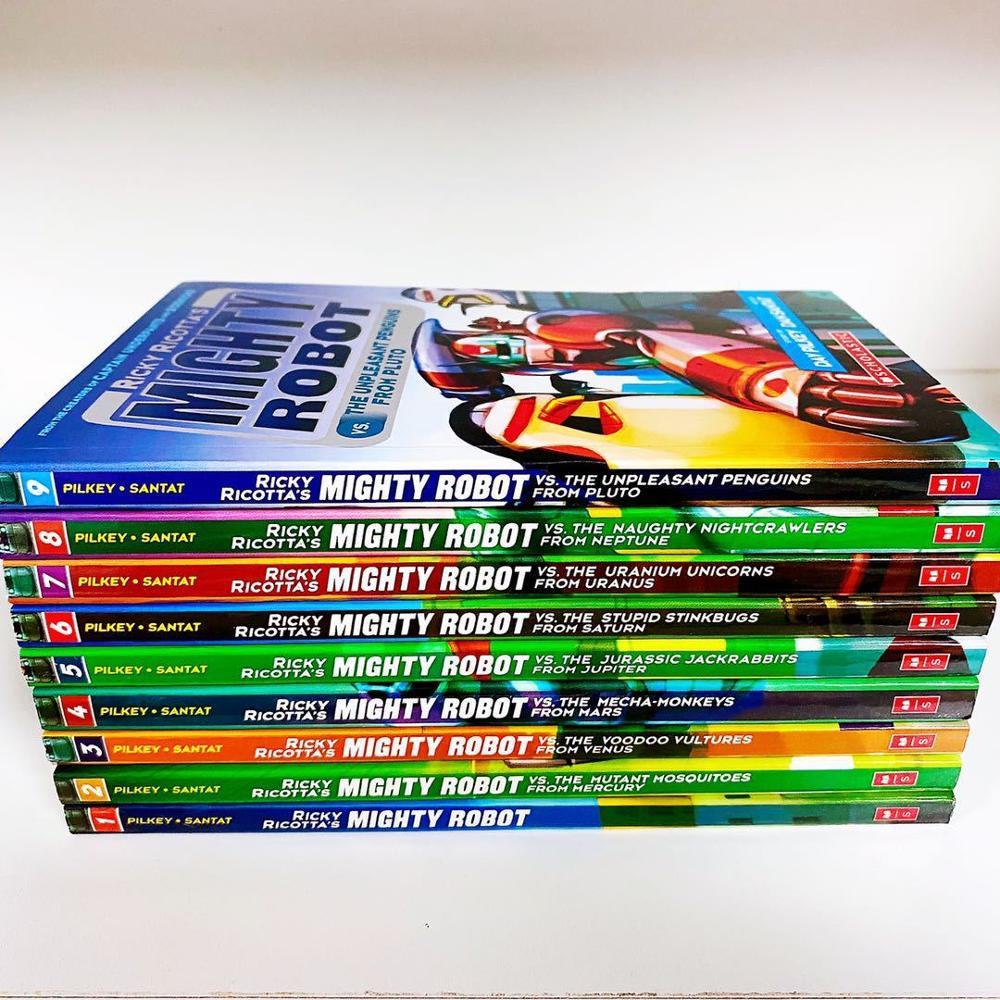 Ricky Ricotta's Mighty Robot by Dav Pilkey & Dan Santat 9 Books Collection Set - Ages 7-9 - Paperback
