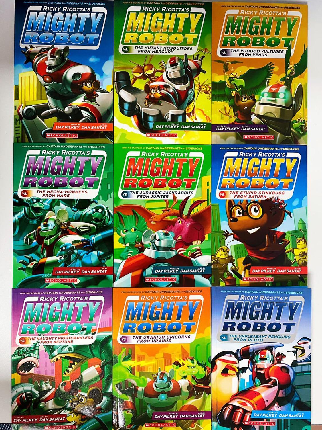 Ricky Ricotta's Mighty Robot by Dav Pilkey & Dan Santat 9 Books Collection Set - Ages 7-9 - Paperback